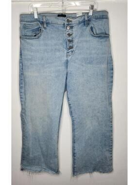 Banana Republic Jeans Womens 35/20 Cropped Bootcut Button Fly Distressed Raw Hem